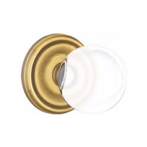 BRISTOL GLASS (BL) PASSAGE (HALL/CLOSET) KNOB WITH 2-3/8" BACKSET AND 1/4" ROUND FACEPLATE AND STRIKEPLATE WITH TRADITIONAL ROSETTE