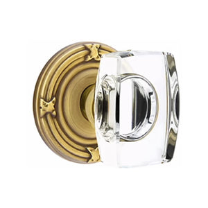WINDSOR GLASS (WS) PASSAGE (HALL/CLOSET) KNOB WITH 2-3/8" BACKSET AND 1/4" ROUND FACEPLATE AND STRIKEPLATE WITH TRADITIONAL ROSETTE