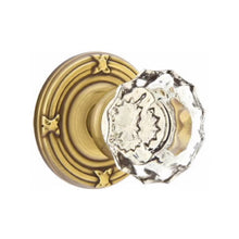 Load image into Gallery viewer, ASTORIA GLASS (AS) PRIVACY (BED/BATH) KNOB WITH 2-3/8&quot; BACKSET AND 1/4&quot; ROUND FACEPLATE AND STRIKEPLATE
