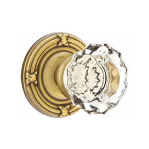 ASTORIA GLASS (AS) PRIVACY (BED/BATH) KNOB WITH 2-3/8" BACKSET AND 1/4" ROUND FACEPLATE AND STRIKEPLATE