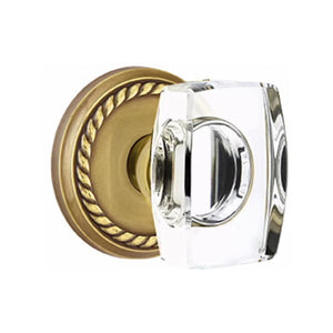 WINDSOR GLASS (WS) PASSAGE (HALL/CLOSET) KNOB WITH 2-3/8" BACKSET AND 1/4" ROUND FACEPLATE AND STRIKEPLATE WITH TRADITIONAL ROSETTE