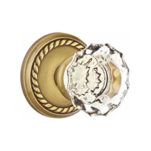 ASTORIA GLASS (AS) PRIVACY (BED/BATH) KNOB WITH 2-3/8" BACKSET AND 1/4" ROUND FACEPLATE AND STRIKEPLATE