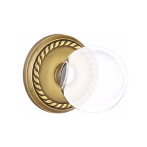 BRISTOL GLASS (BL) PRIVACY (BED/ BATH) KNOB WITH 2-3/8" BACKSET AND 1/4" ROUND FACEPLATE AND STRIKEPLATE WITH TRADITIONAL ROSETTE