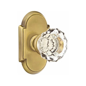 ASTORIA GLASS (AS) PRIVACY (BED/BATH) KNOB WITH 2-3/8" BACKSET AND 1/4" ROUND FACEPLATE AND STRIKEPLATE