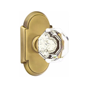 OLD TOWN GLASS (OT) PRIVACY (BED/BATH) KNOB WITH 2-3/8" BACKSET AND 1/4" ROUND FACEPLATE AND STRIKEPLATE