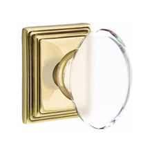 Load image into Gallery viewer, HAMPTON GLASS (HT) PRIVACY (BED/BATH) KNOB WITH 2-3/8&quot; BACKSET AND 1/4&quot; FACEPLATE AND STRIKEPLATE WITH TRADITIONAL ROSETTE
