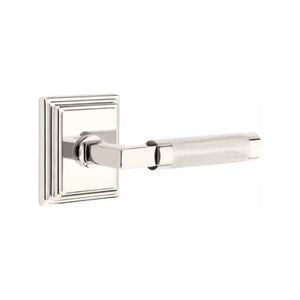 L-SQUARE KNURLED (LS.KN) PASSAGE (HALL/CLOSET) LEVER WITH 2-3/8" BACKSET AND 1/4" ROUND FACEPLATE AND STRIKEPLATE